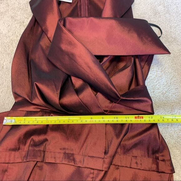 Tadashi Red metallic halter wrap ruffle dress Sz XS - Picture 12 of 13